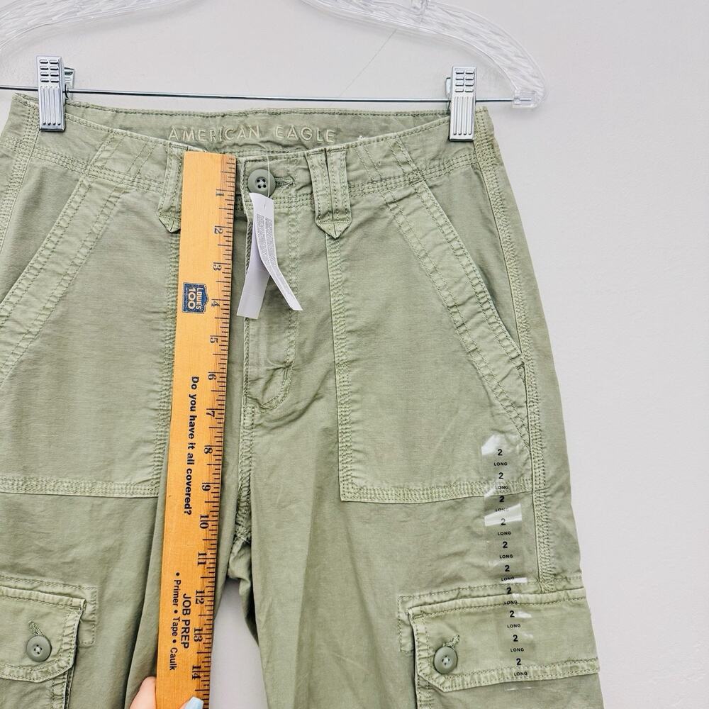 American Eagle Stretch Green Cargo Pants Women’s Size 2 Long - Picture 4 of 9